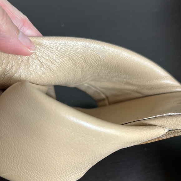 Gaia Baldi Sandal LEATHER Tan Shoe Italy Criss Cross Slip on Heel Sz 40 US 8.5 - Picture 9 of 9